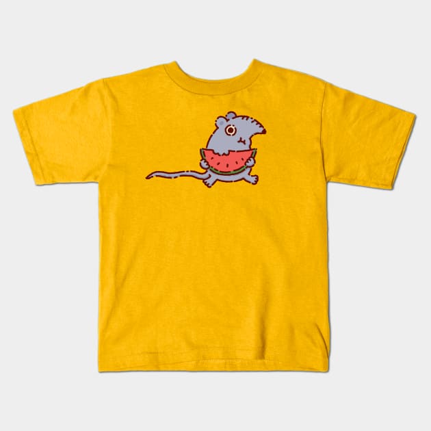 Rat with a watermelon Kids T-Shirt by Tinyarts